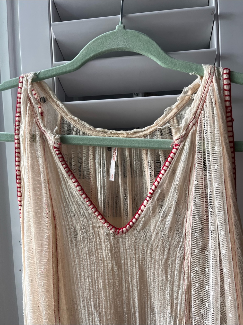 Free People Cream Maxi Dress with Red Hem - Picture 2 of 9